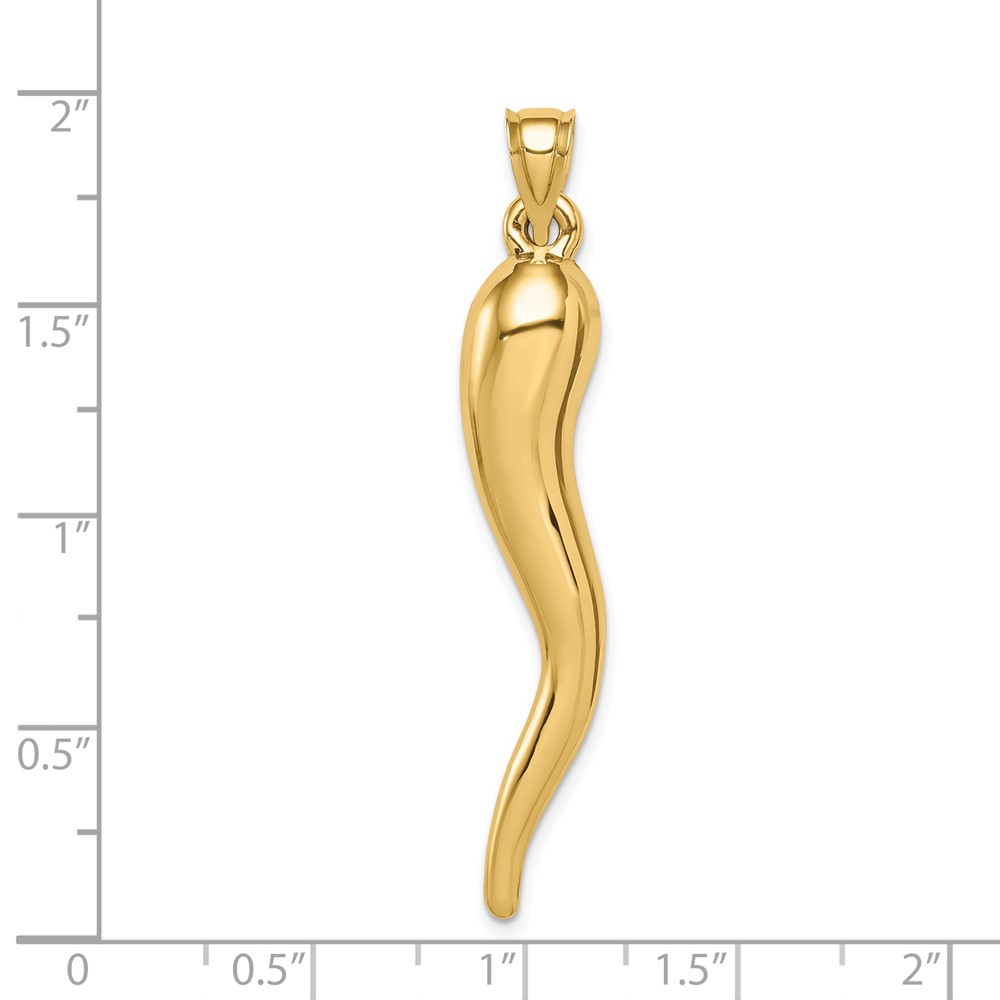14k Hollow 3D Italian Horn Pendant (K6389)