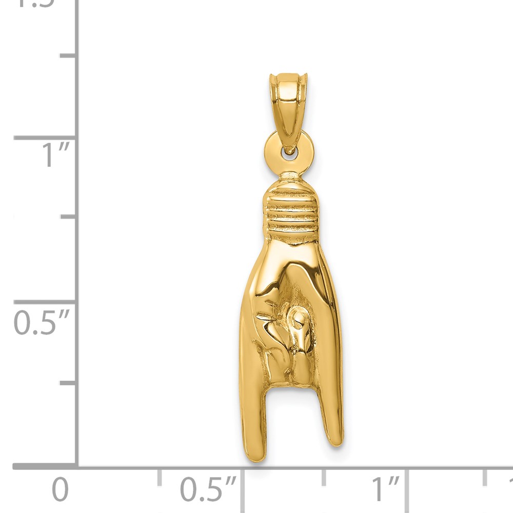 14K 3D Hollow Rock On Sign Charm (K6392)