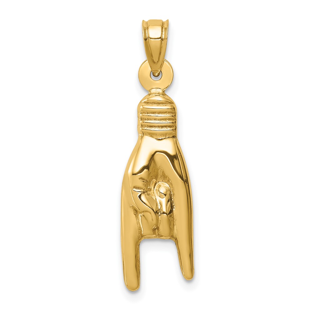 14K 3D Hollow Rock On Sign Charm (K6392)