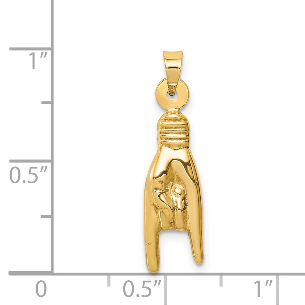 14K 3D Hollow Rock On Sign Charm (K6393)