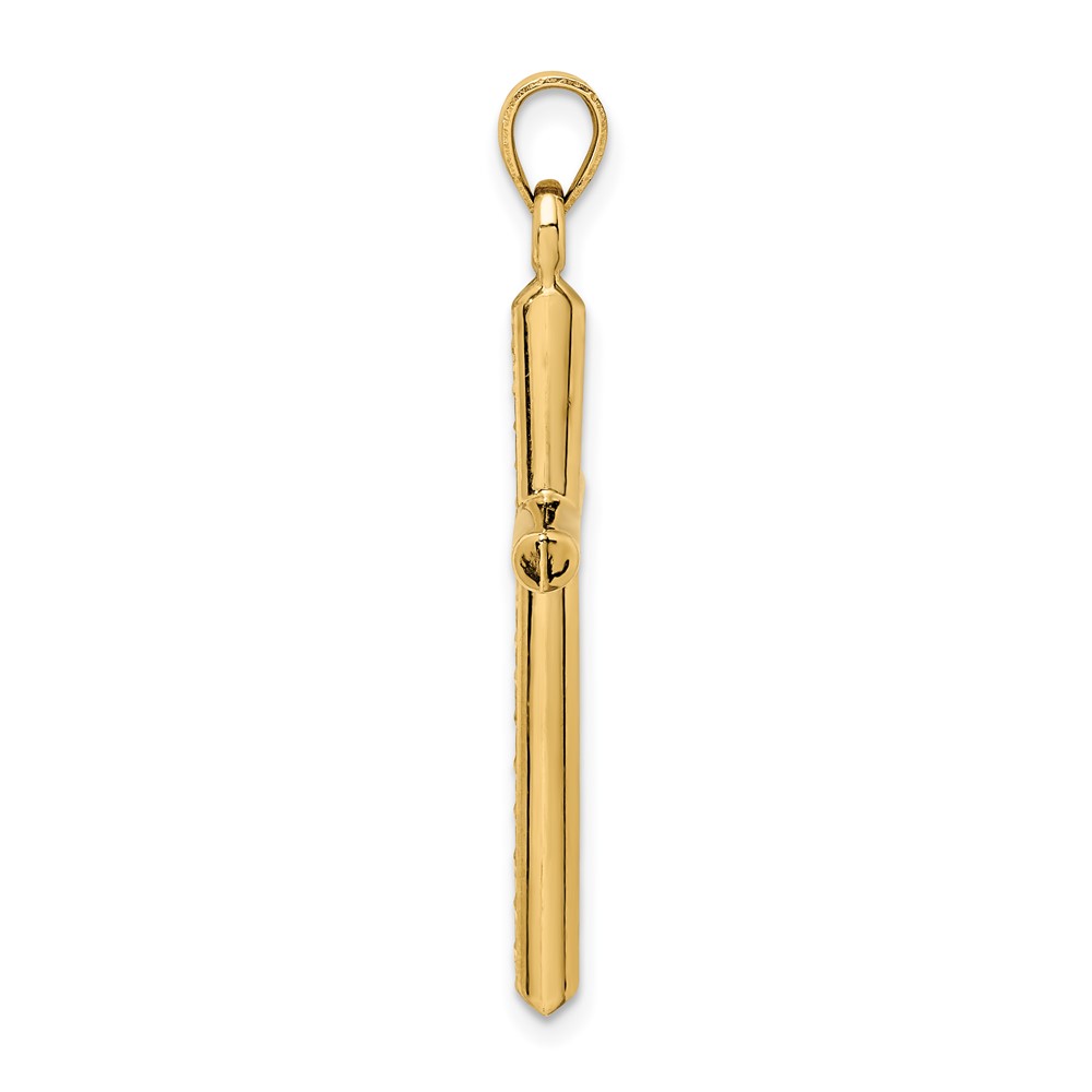 14k Hollow Diamond-cut Cross Pendant (K6394)
