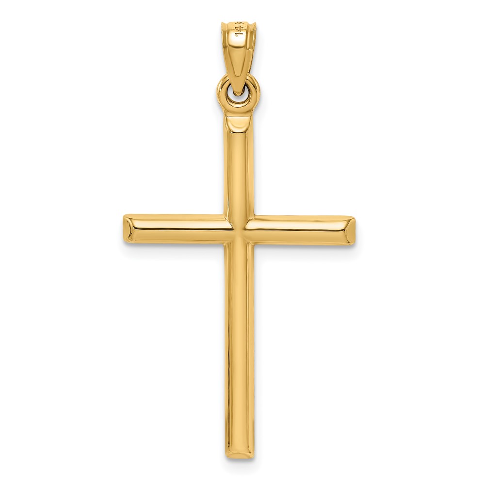 14k Hollow Diamond-cut Cross Pendant (K6394)