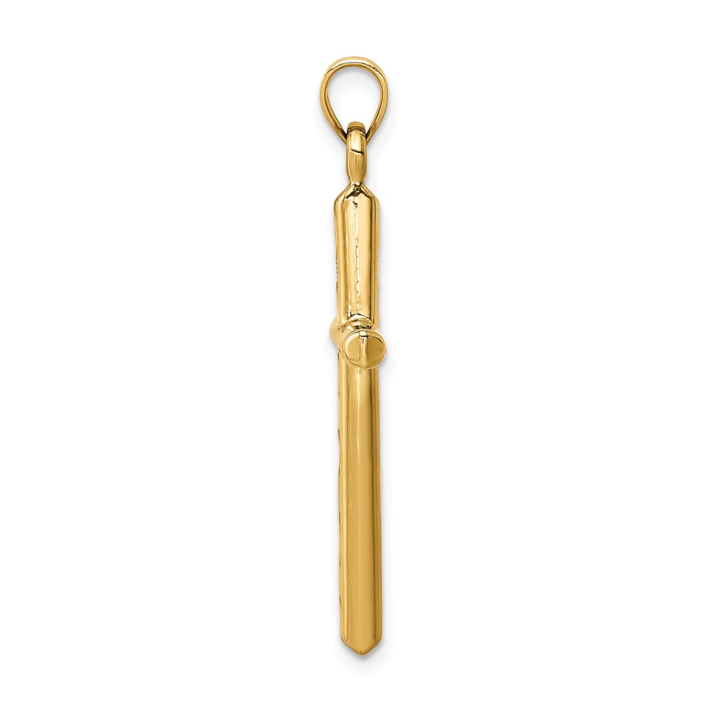 14k Hollow Diamond-cut Cross Pendant (K6395)
