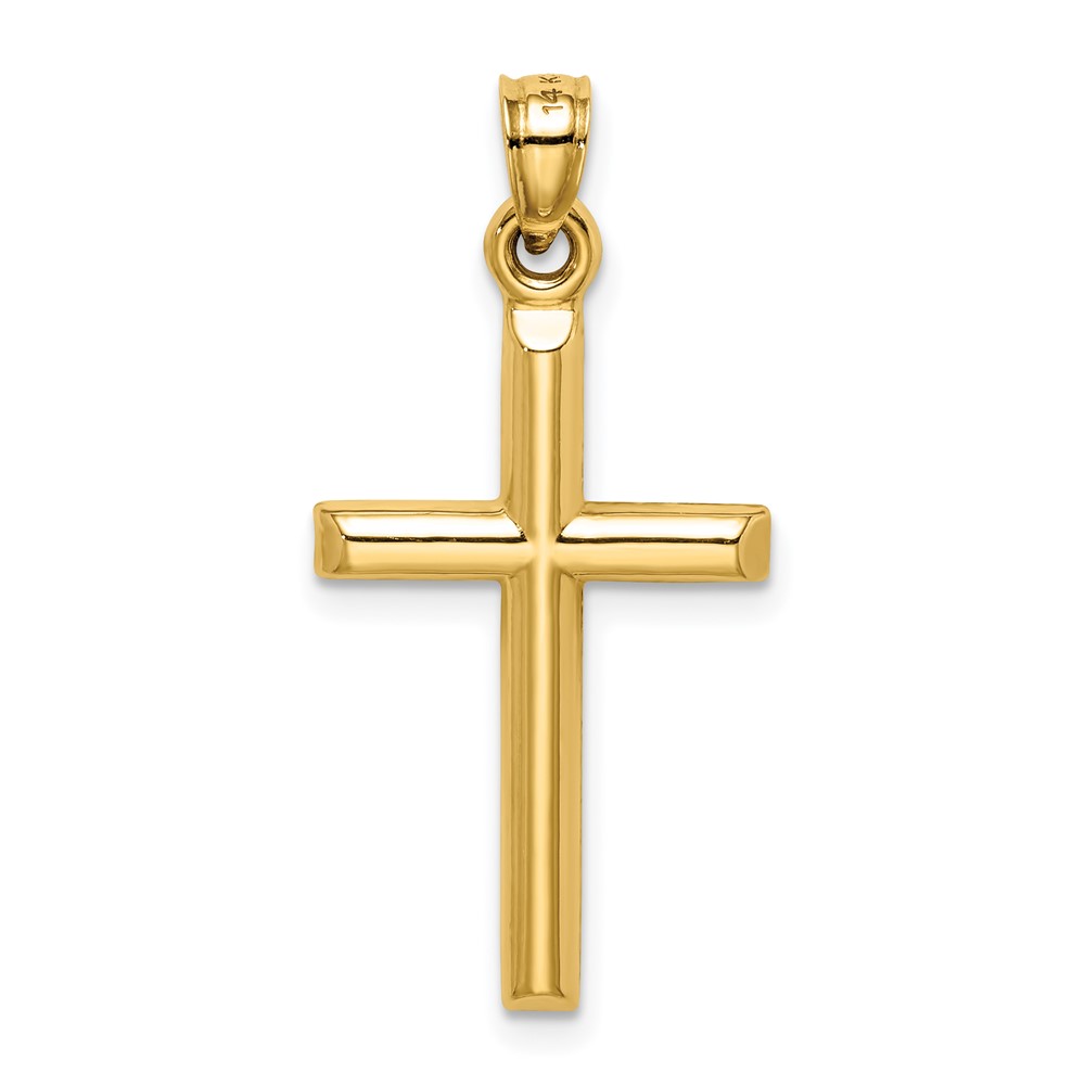 14k Hollow Diamond-cut Cross Pendant (K6396)