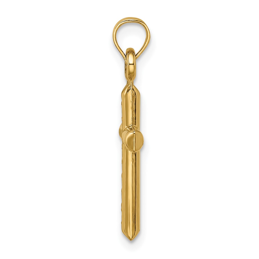 14k Hollow Diamond-cut Cross Pendant (K6398)
