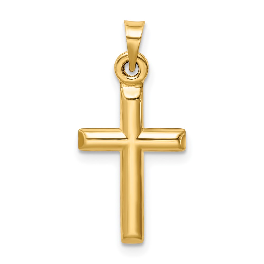 14k Hollow Diamond-cut Cross Pendant (K6398)