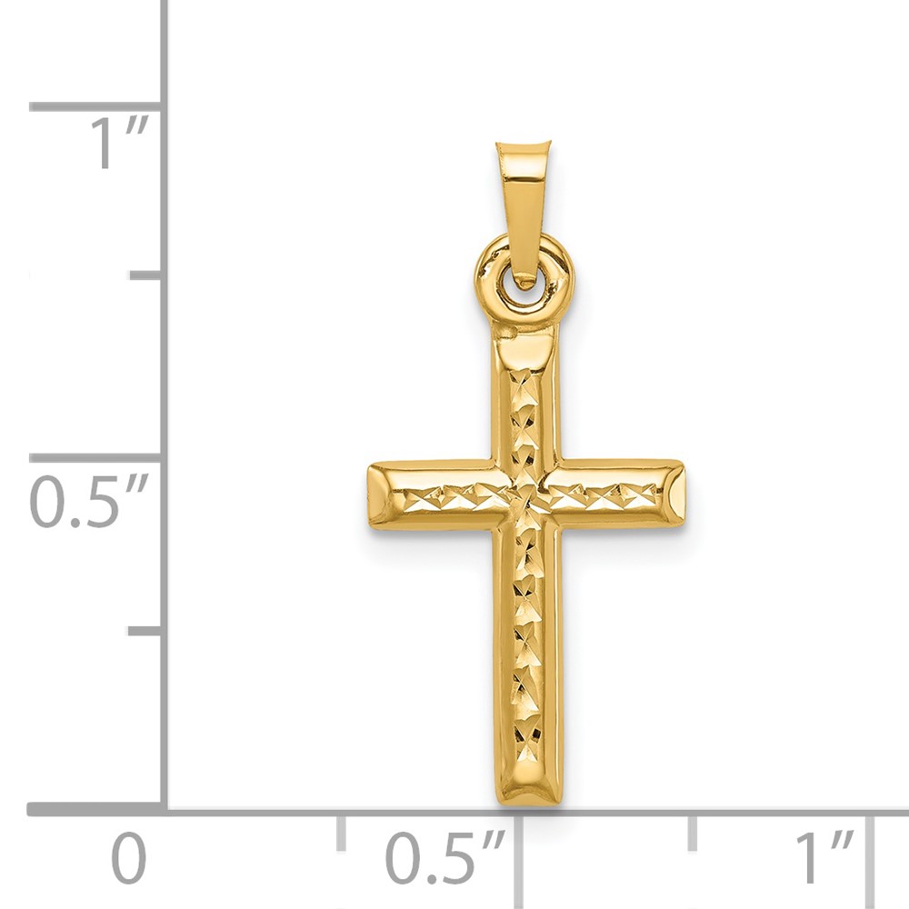 14k Hollow Diamond-cut Cross Pendant (K6398)
