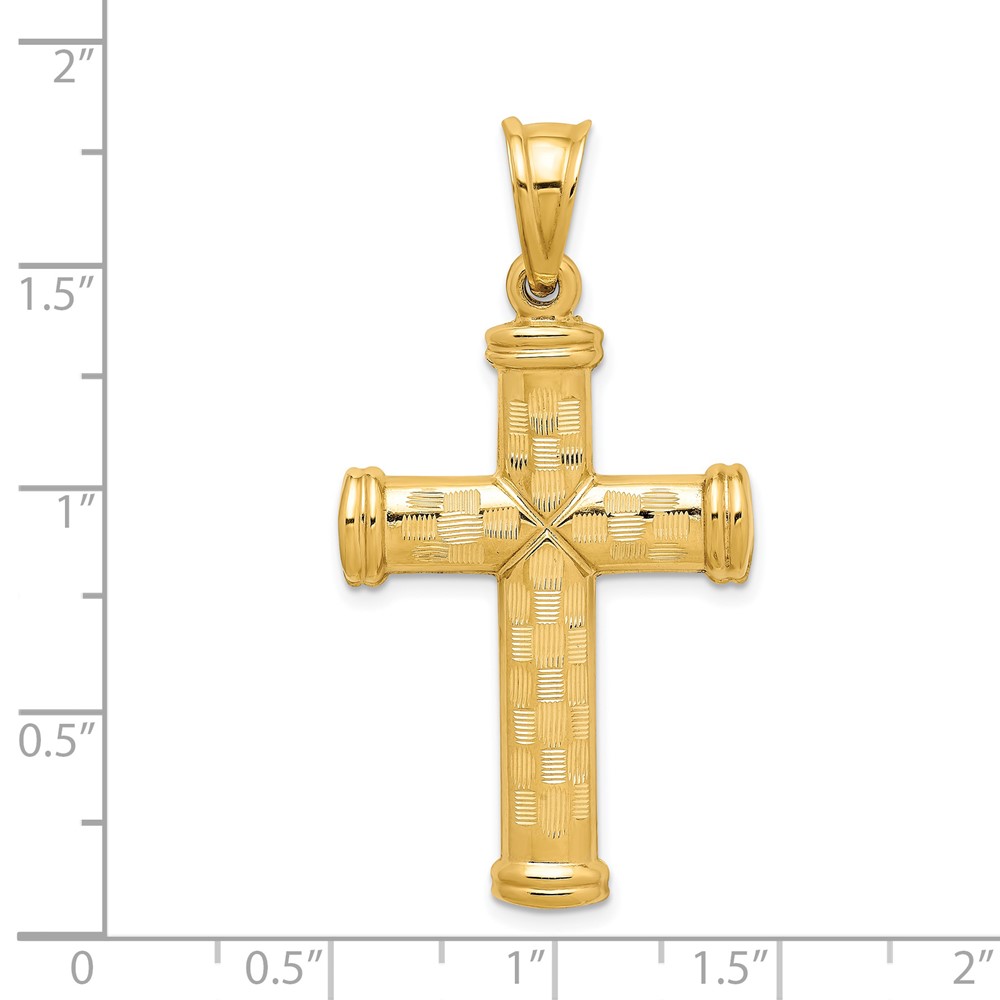 14k Hollow Diamond-cut Cross Pendant (K6399)