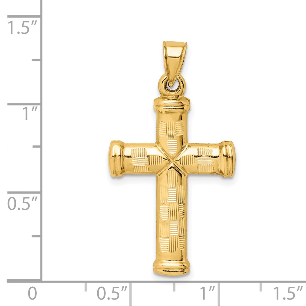 14k Hollow Diamond-cut Cross Pendant (K6401)