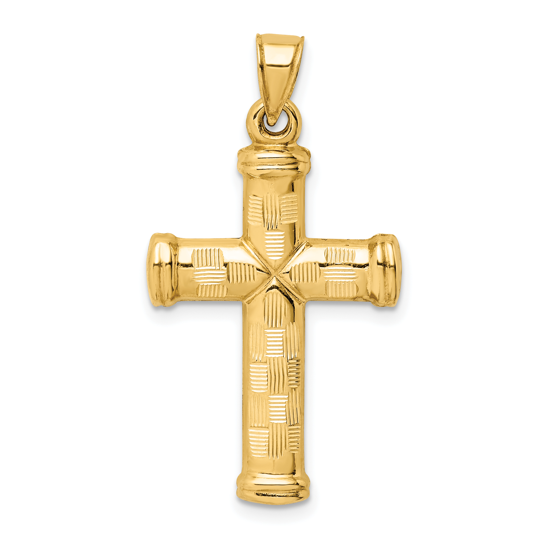 14k Hollow Diamond-cut Cross Pendant (K6401)