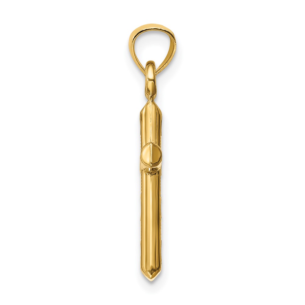 14k Hollow Diamond-cut Cross Pendant (K6403)