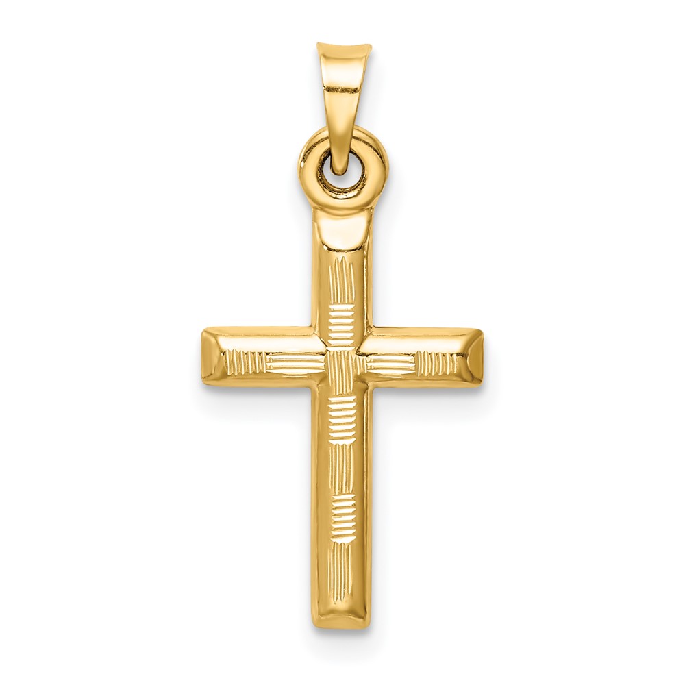 14k Hollow Diamond-cut Cross Pendant (K6403)