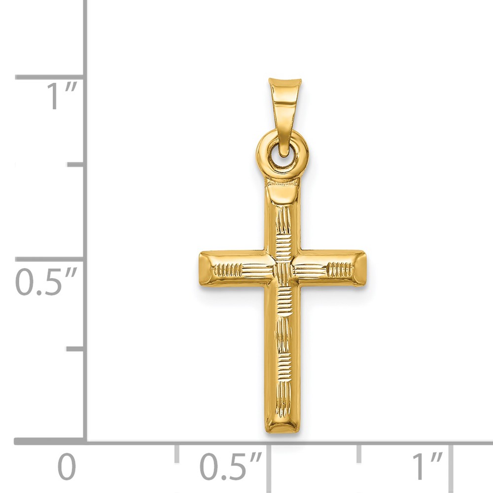 14k Hollow Diamond-cut Cross Pendant (K6403)
