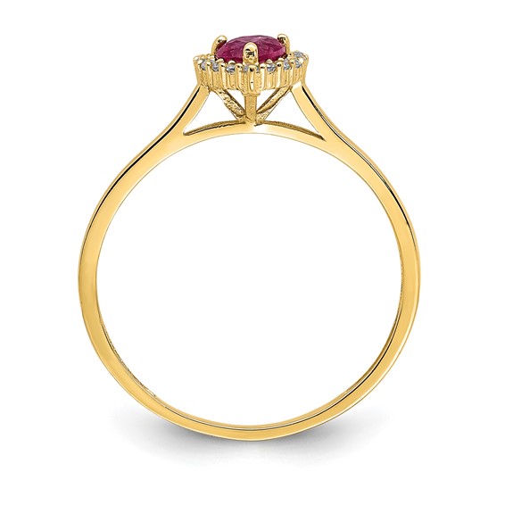 14K Pink and Clear CZ Halo Heart Ring