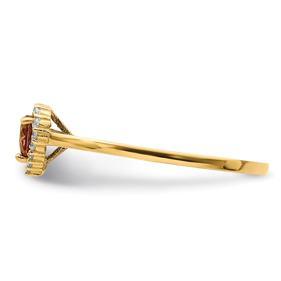 14K Pink and Clear CZ Halo Heart Ring