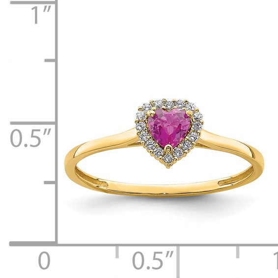 14K Pink and Clear CZ Halo Heart Ring