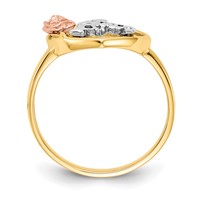14K Tri-Color Quinceanera 15 Anos in Heart Ring with Flower view 2