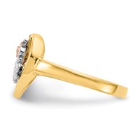 14K Tri-Color Quinceanera 15 Anos in Heart Ring with Flower view 3