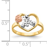 14K Tri-Color Quinceanera 15 Anos in Heart Ring with Flower view 5
