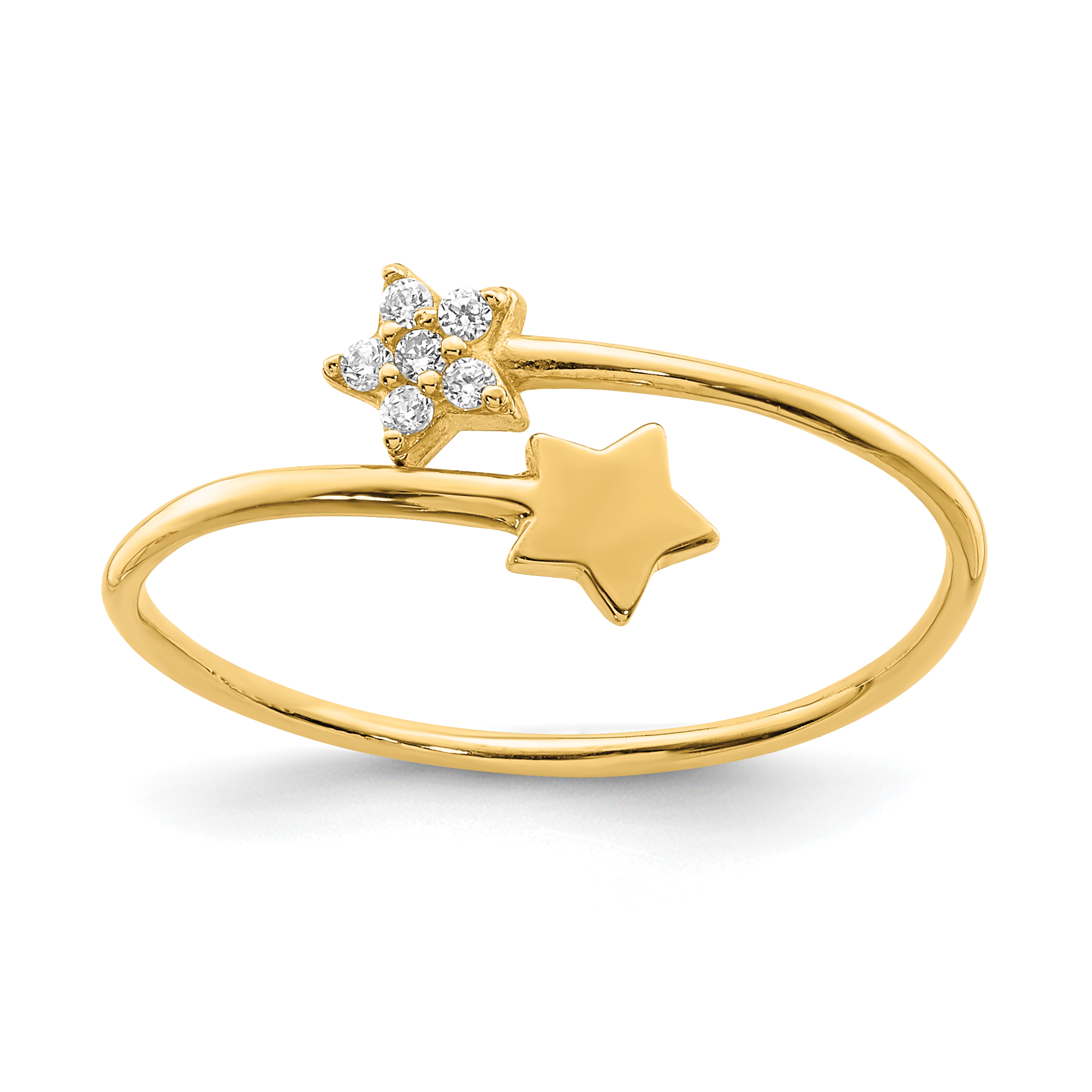 14K Yellow Gold CZ Star Ring (K6420)