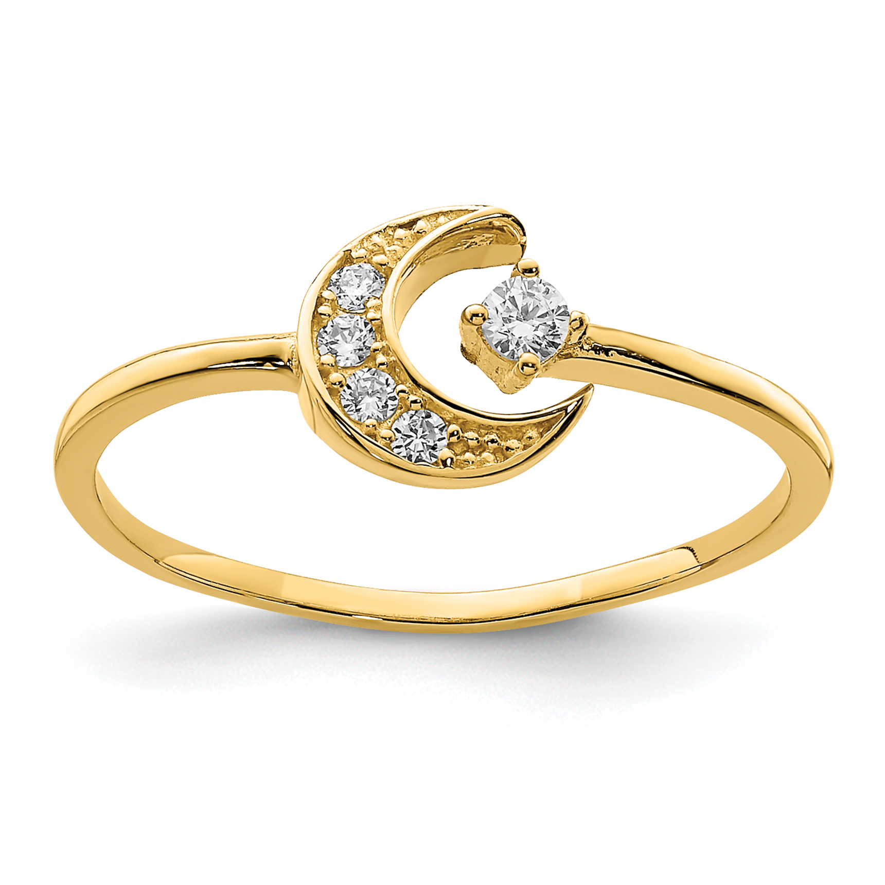 14K CZ Moon Ring (K6421)
