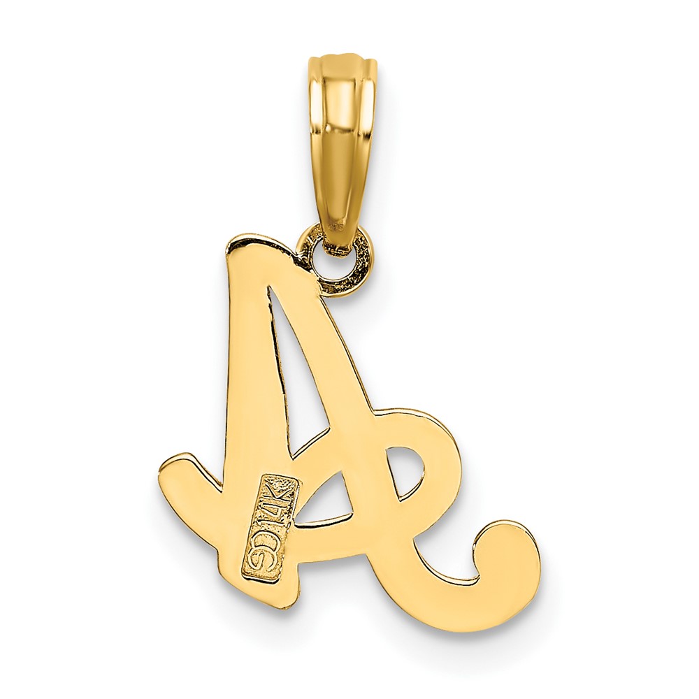 14KY Script Letter A Initial Pendant (K6422A)