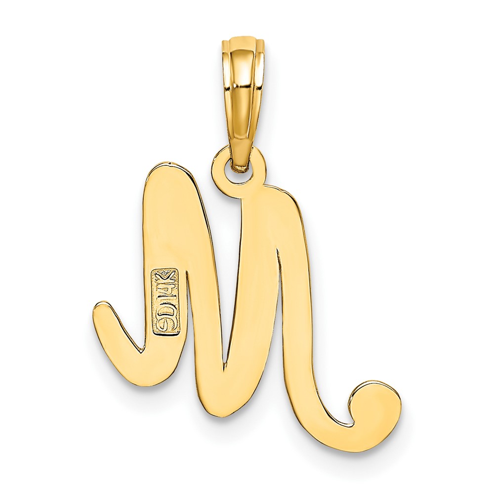 14KY Script Letter M Initial Pendant (K6422M)
