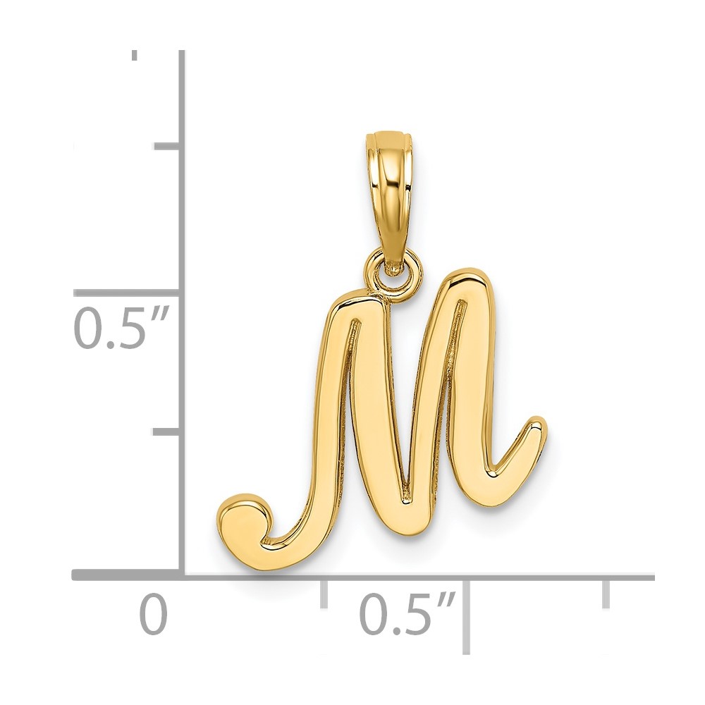 14KY Script Letter M Initial Pendant (K6422M)