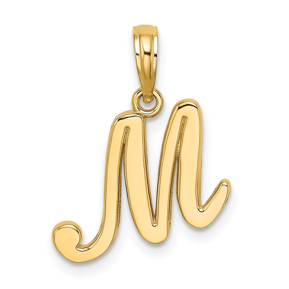 14KY Script Letter M Initial Pendant (K6422M)