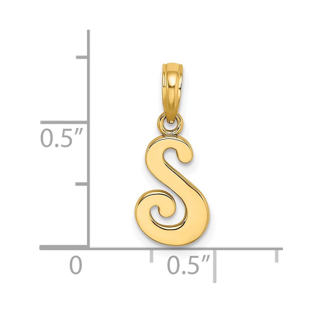 14KY Script Letter S Initial Pendant (K6422S)