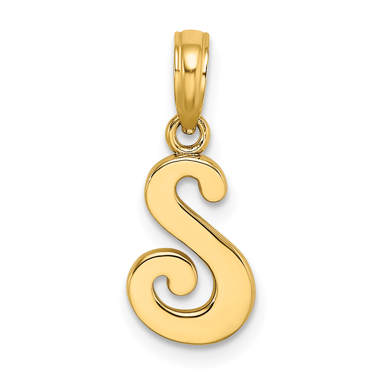 14KY Script Letter S Initial Pendant (K6422S)