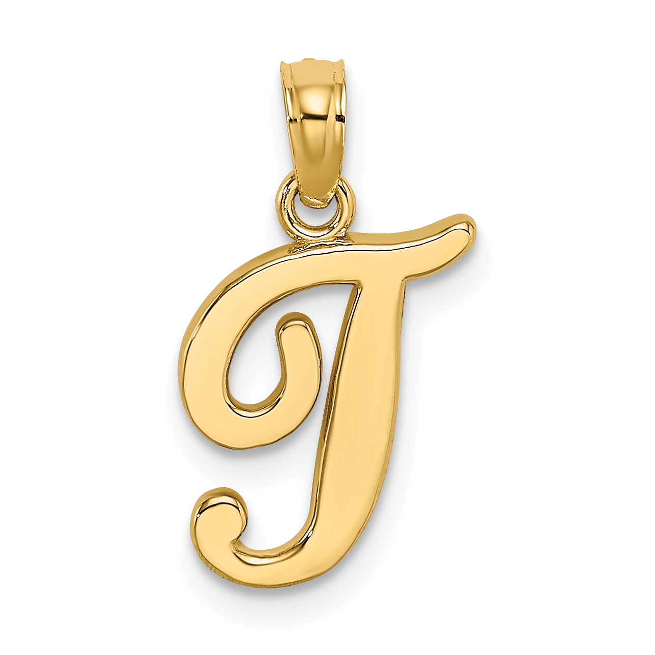 14KY Script Letter T Initial Pendant (K6422T)