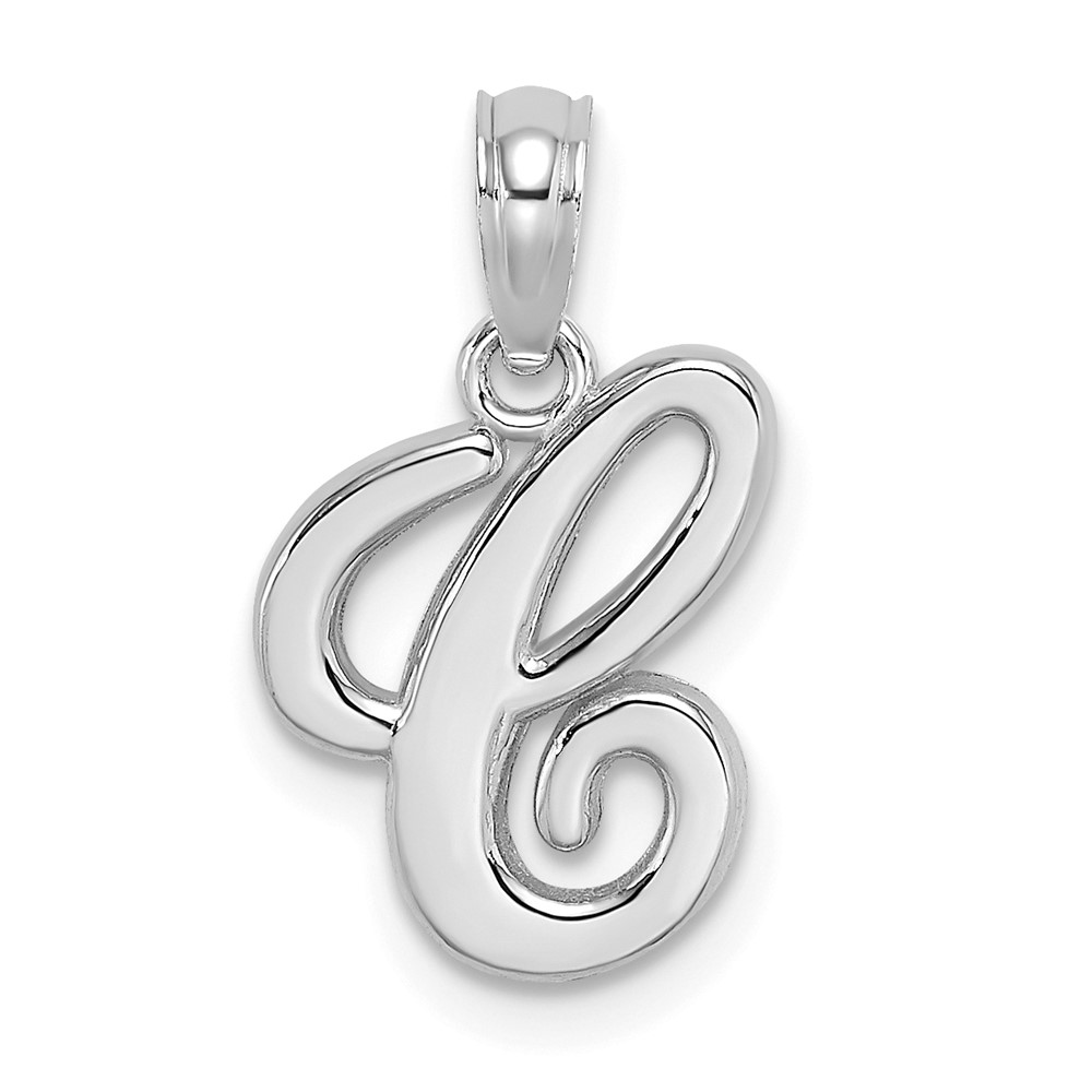 14KW White Gold Script Letter C Initial Pendant (K6422WC)