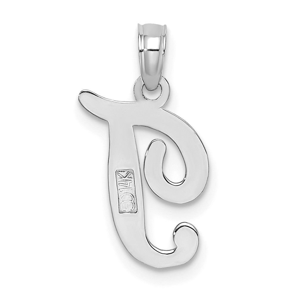 14KW White Gold Script Letter T Initial Pendant (K6422WT)