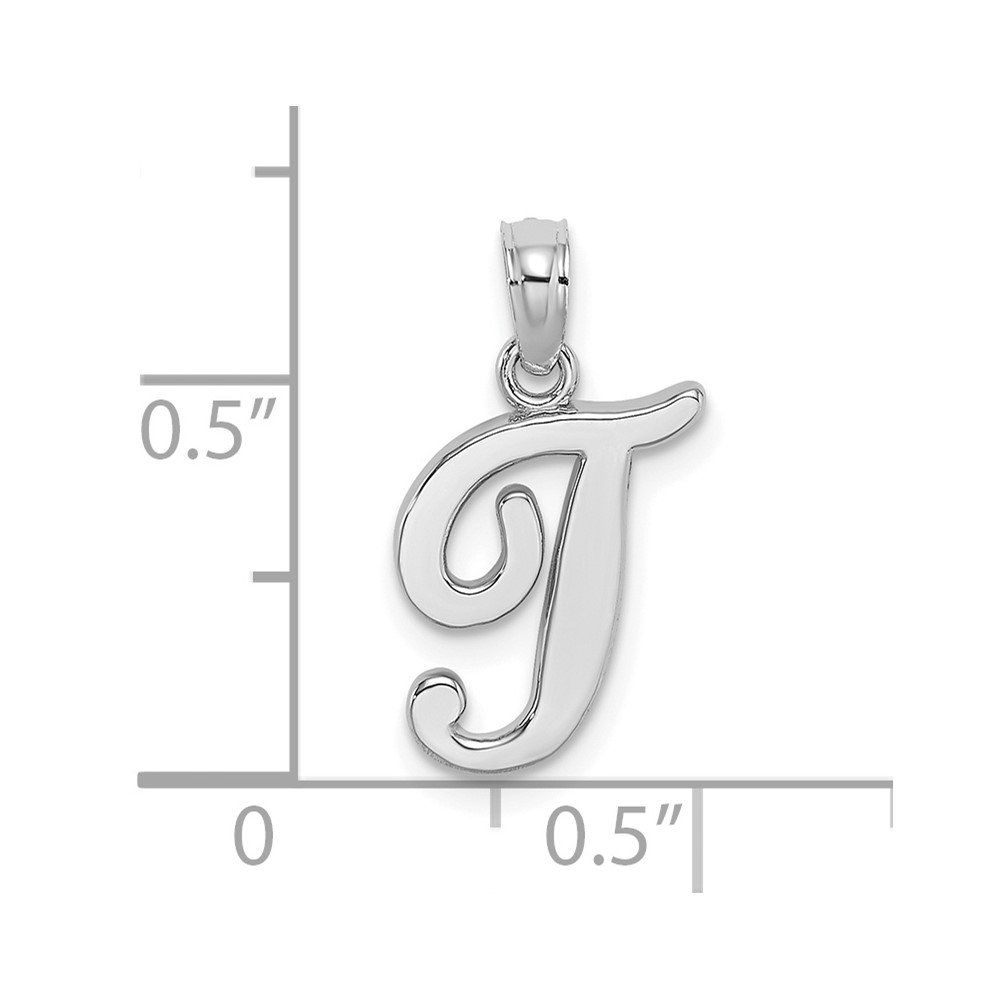 14KW White Gold Script Letter T Initial Pendant (K6422WT)