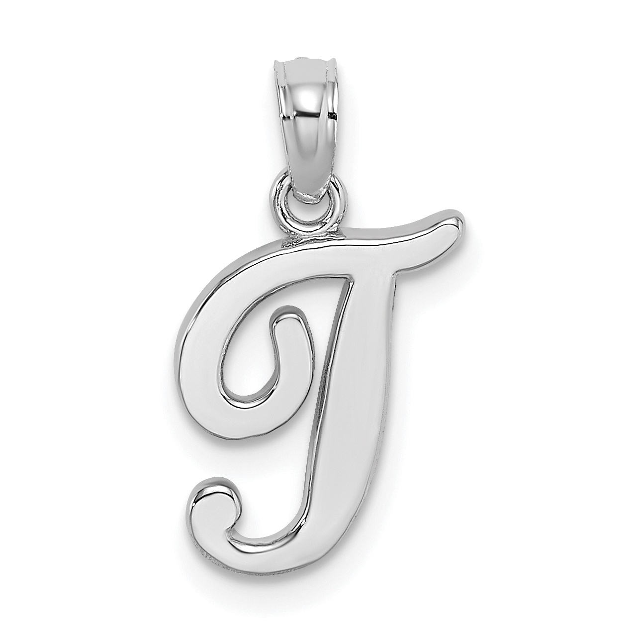 14KW White Gold Script Letter T Initial Pendant (K6422WT)
