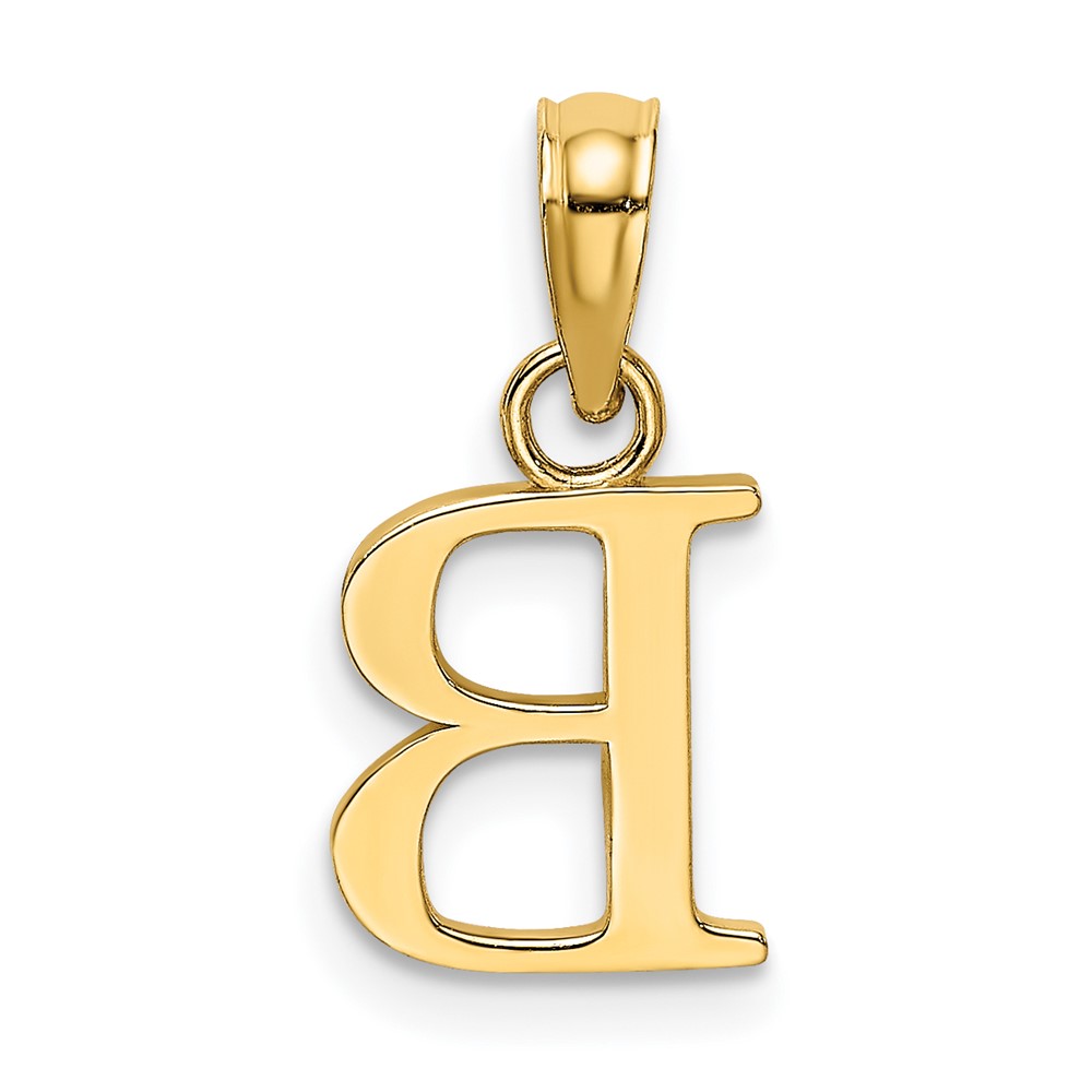 14KY Polished Block Letter B Initial Pendant (K6423B)
