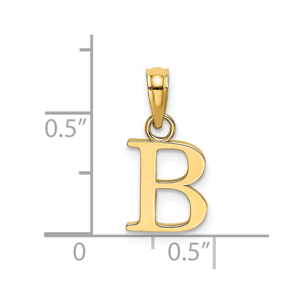 14KY Polished Block Letter B Initial Pendant (K6423B)