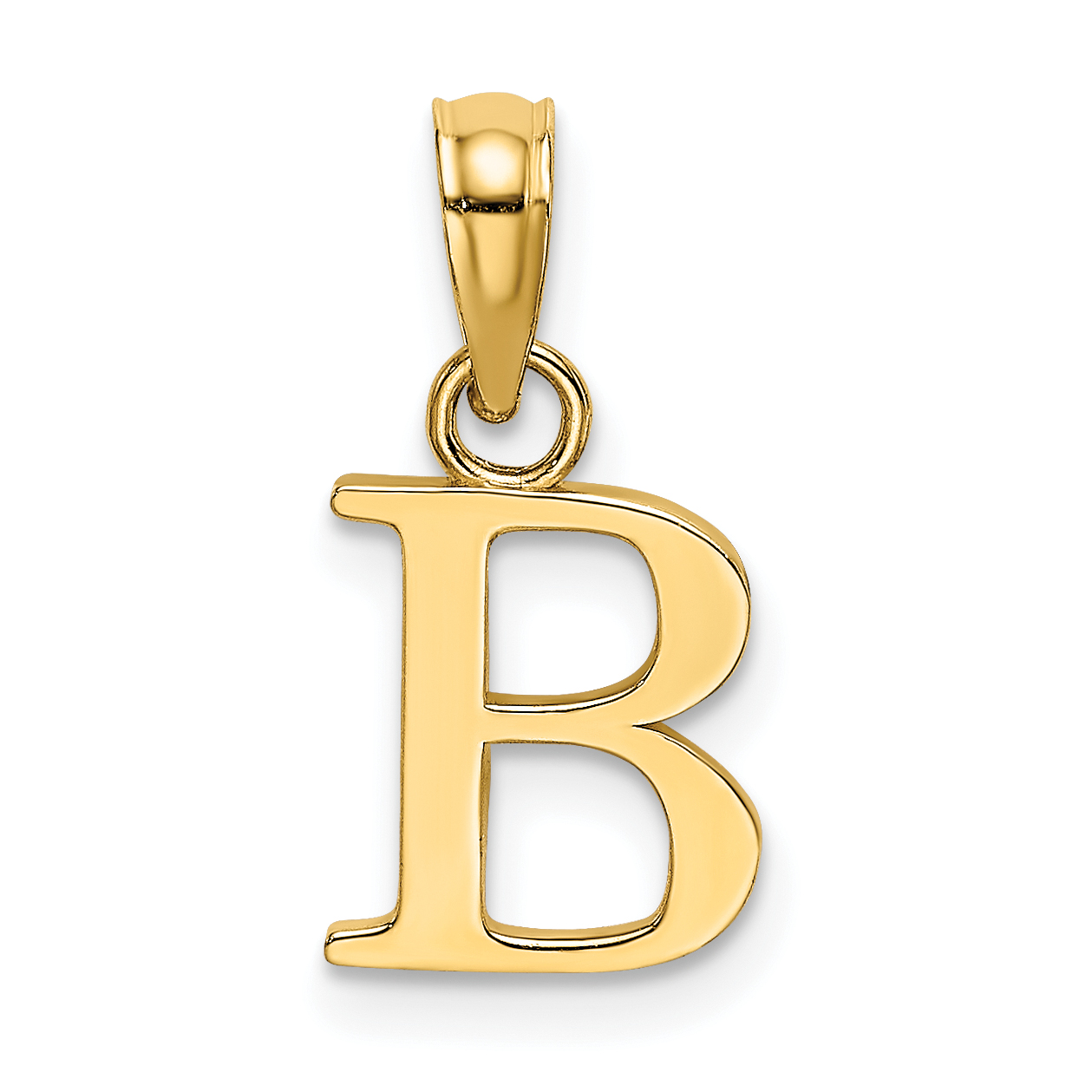 14KY Polished Block Letter B Initial Pendant (K6423B)