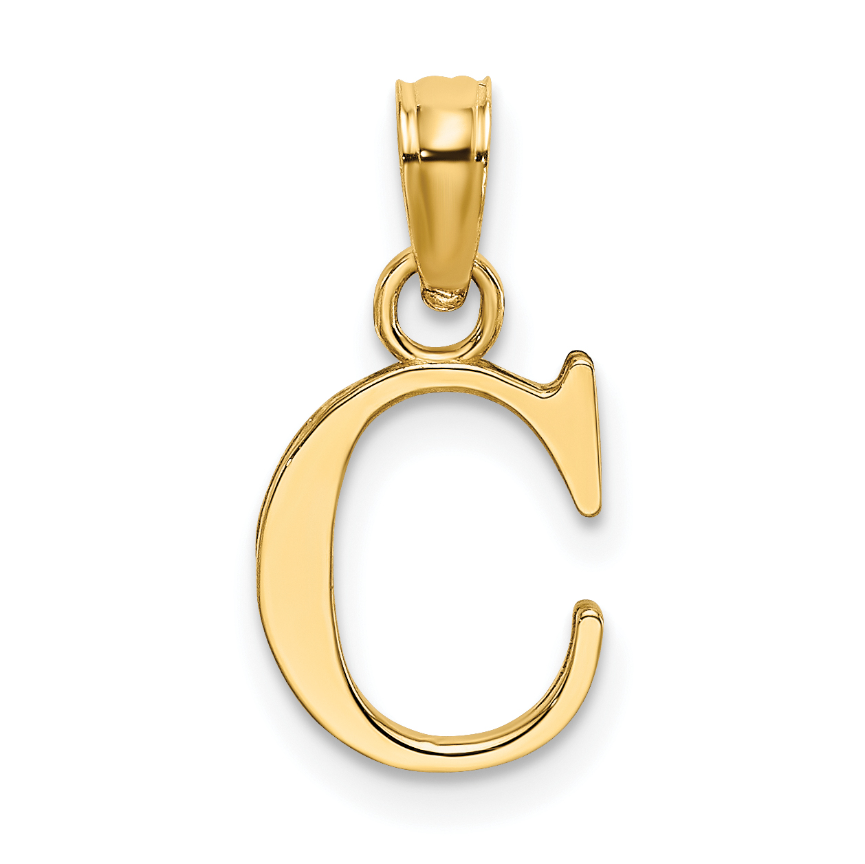 14KY Polished Block Letter C Initial Pendant (K6423C)