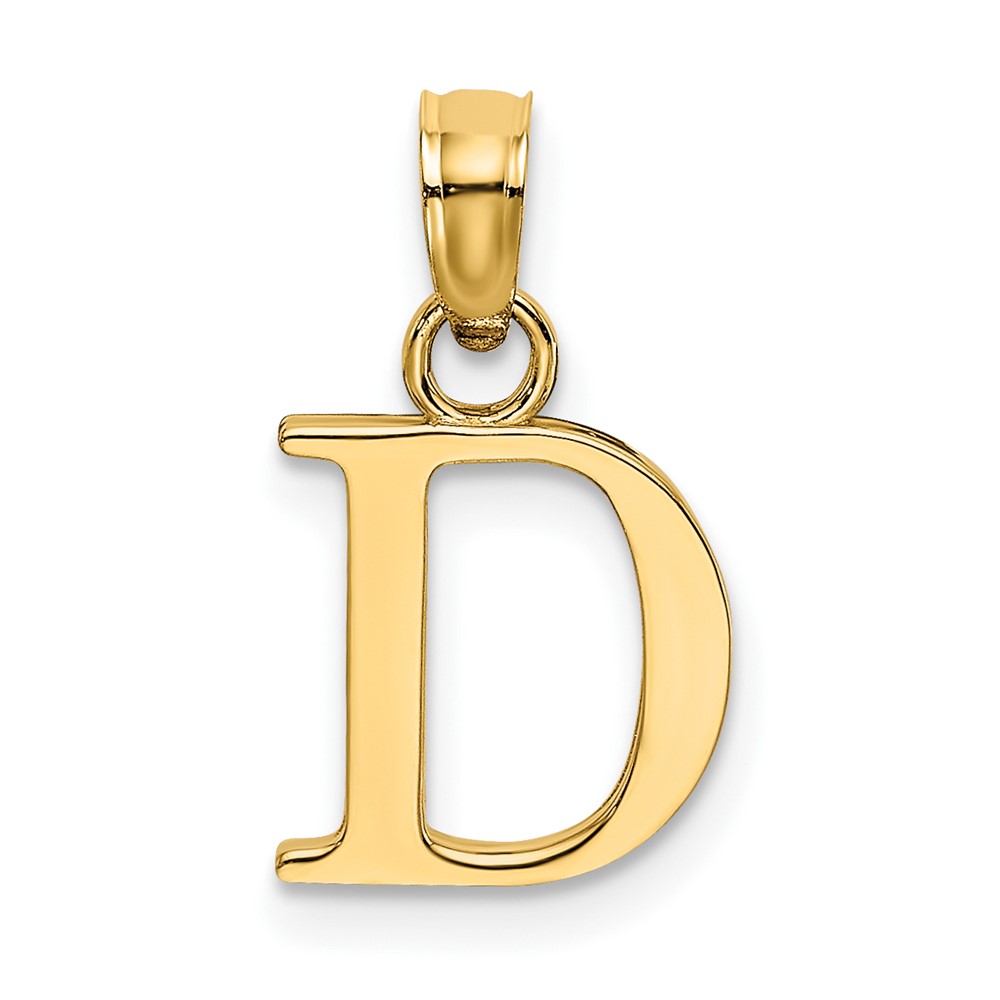 14KY Polished Block Letter D Initial Pendant (K6423D)