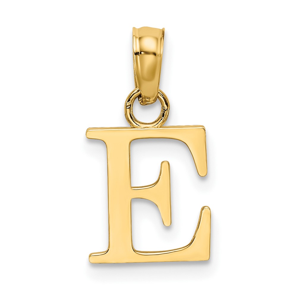 14K Polished Block Letter E Initial Pendant (K6423E)