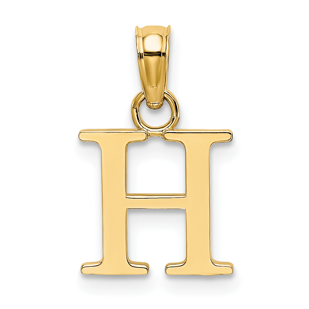 14K Polished Block Letter H Initial Pendant (K6423H)