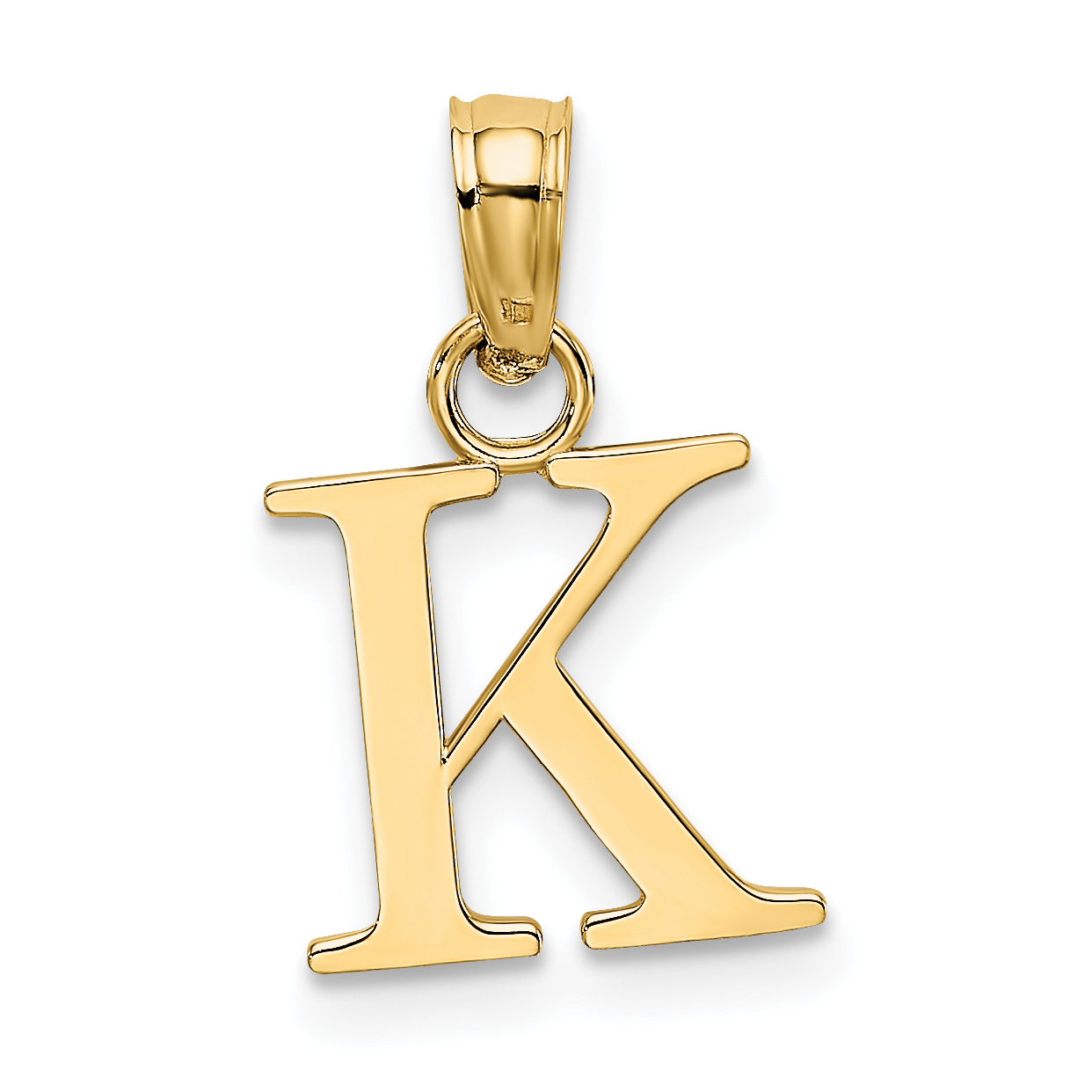 14K Polished Block Letter K Initial Pendant (K6423K)