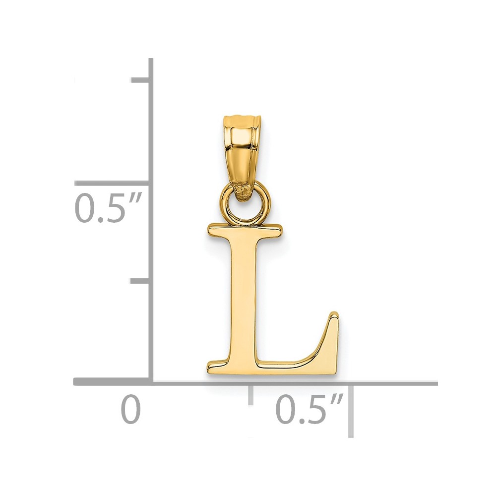 14k Polished Block Letter L Initial Pendant (K6423L)