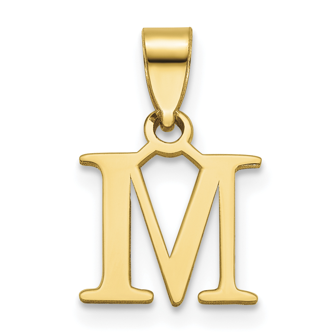 14K Polished Block Letter M Initial Pendant (K6423M)