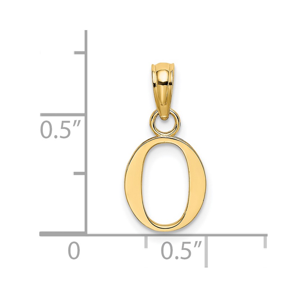 14K Polished Block Letter O Initial Pendant (K6423O)