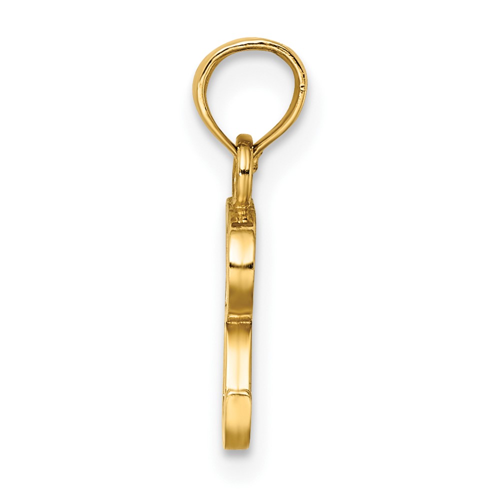 14K Polished Block Letter R Initial Pendant (K6423R)