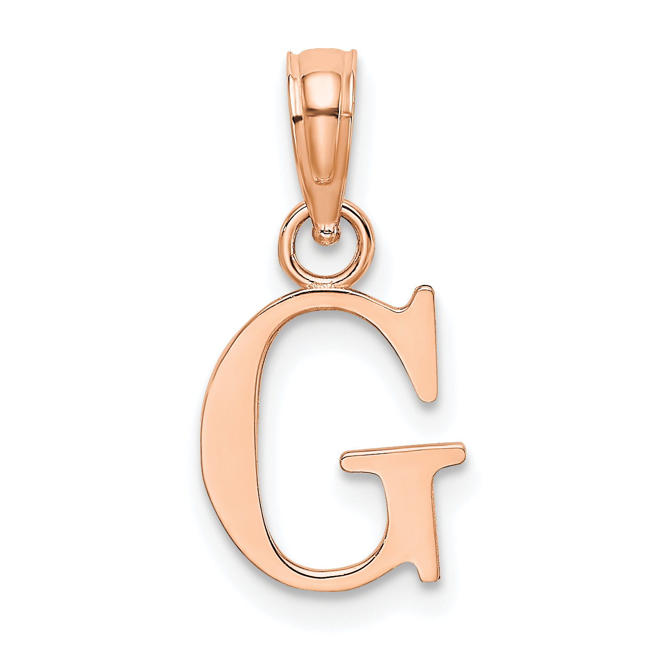 14K Rose Gold Polished Block Letter G Initial Pendant (K6423RG)