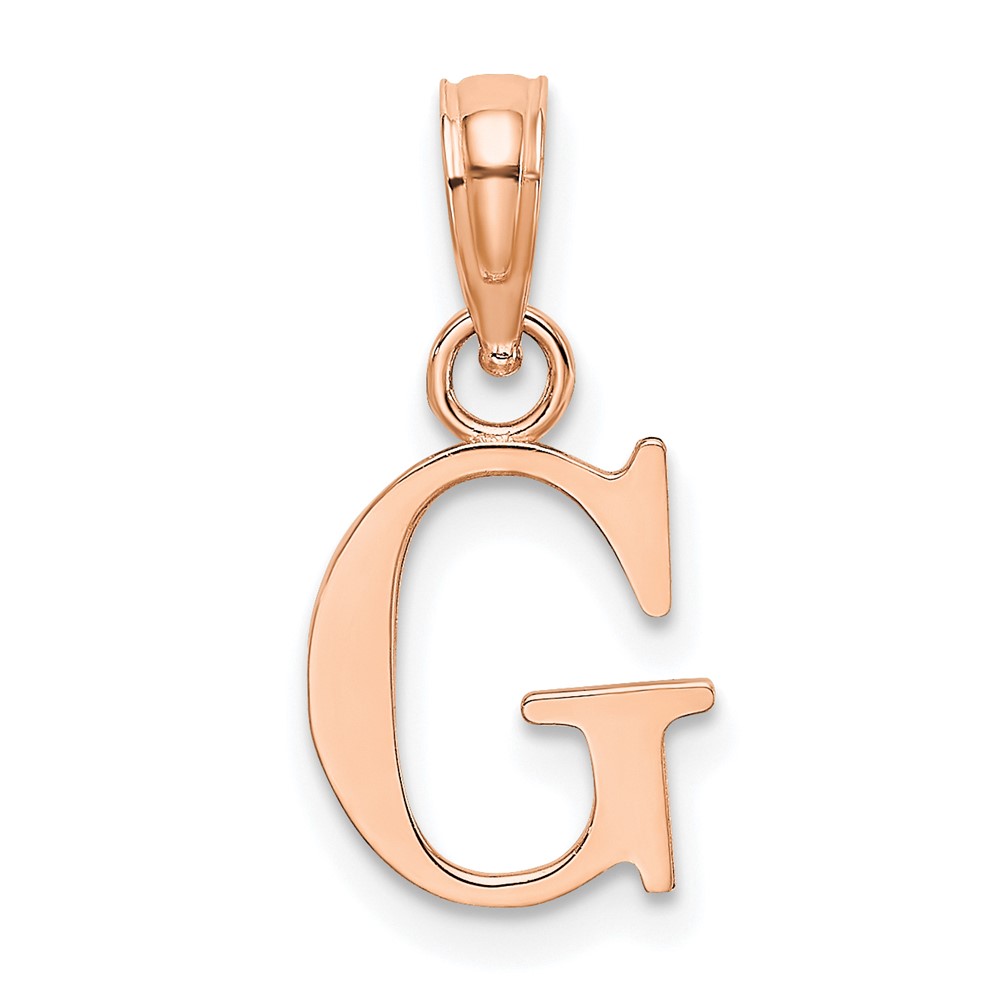 14K Rose Gold Polished Block Letter G Initial Pendant (K6423RG)